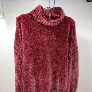 Forever 21 Oversized Knit Velvet Turtleneck - Large